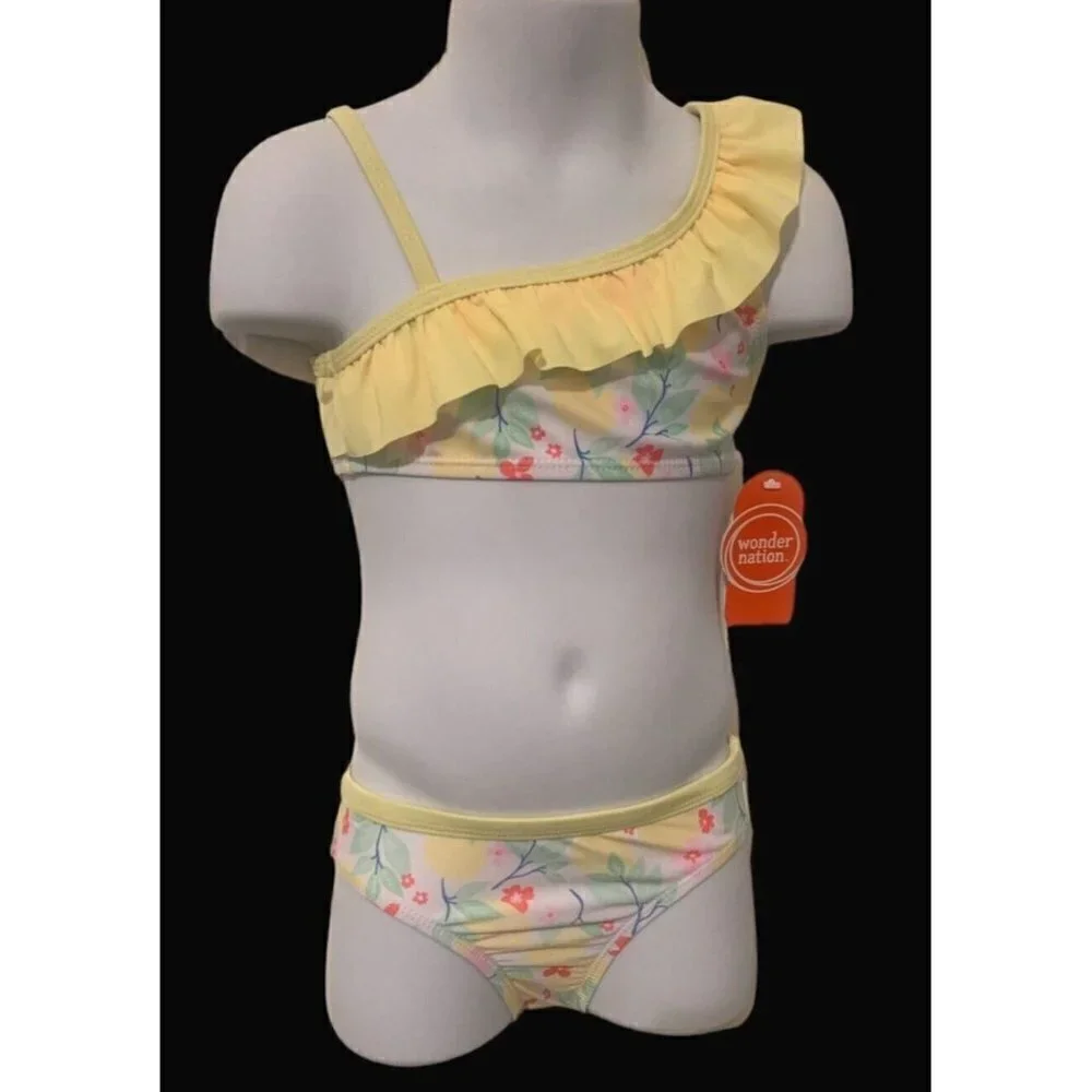 Wonder Nation Infant Toddler Girls 2PC Bikini Swimming Suit Size 2T Yellow Lemon